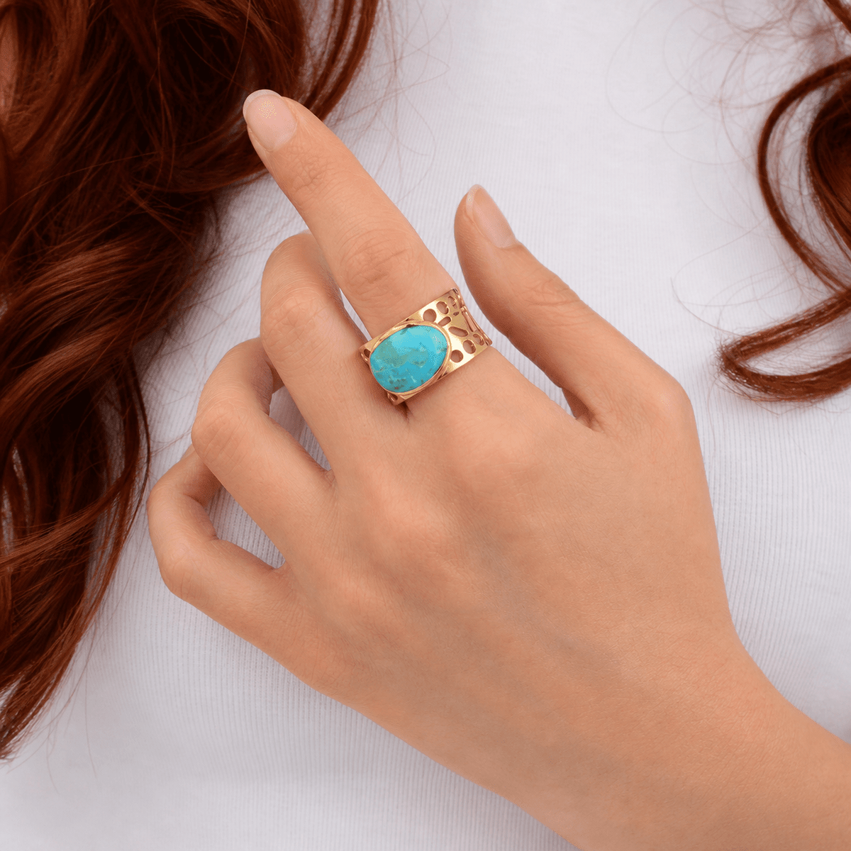 Cut it Out Blue Turquoise Golden Ring Rings La Vie Bien Cut it Out Blue Turquoise Golden Ring