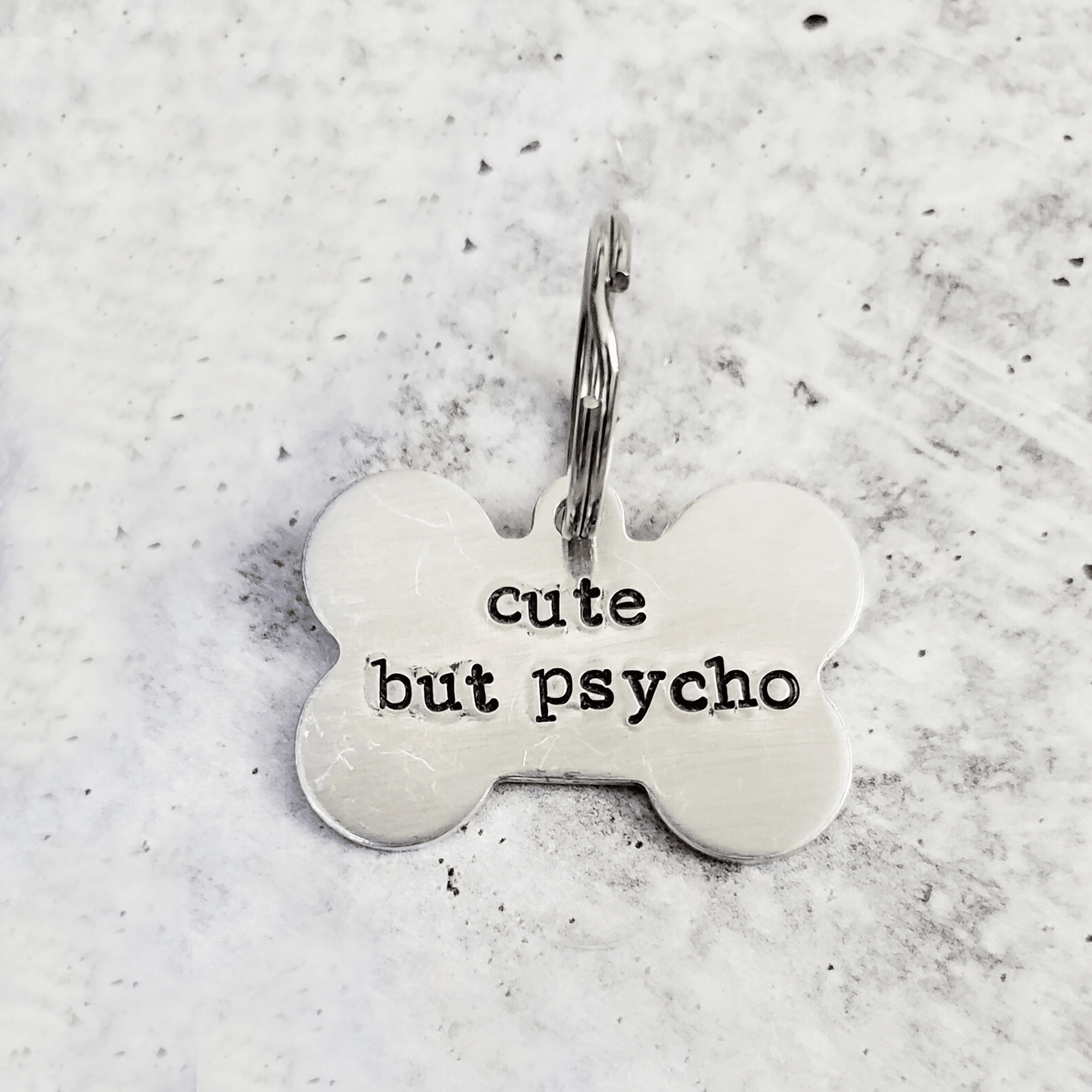 CUTE BUT PSYCHO Bone - Shaped Pet Tag Pet Tags La Vie Bien CUTE BUT PSYCHO Bone - Shaped Pet Tag