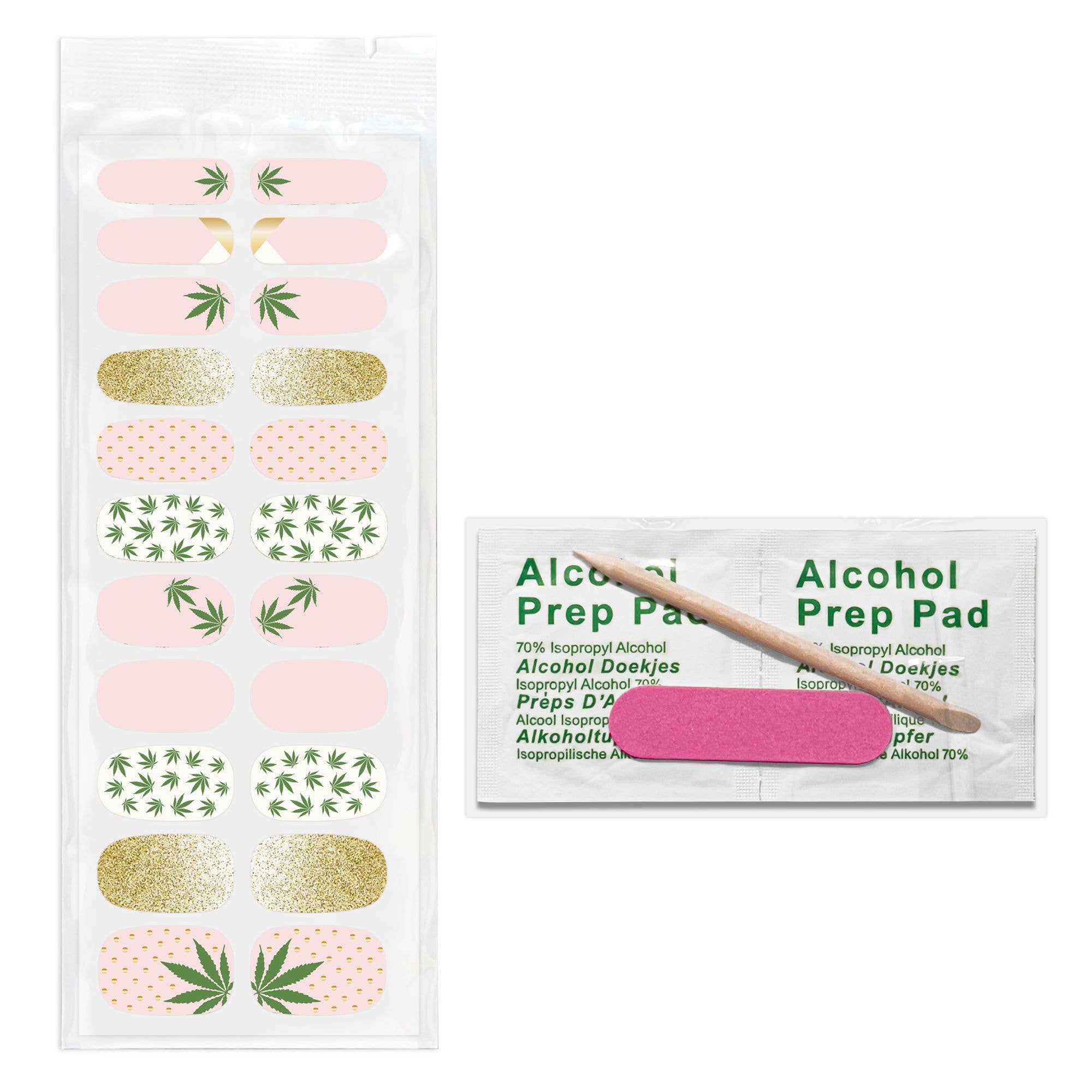 Cute Cannabis Nail Wrap Kit | Nail Care Arts Tools Accessories | On - the - go Travel Kit