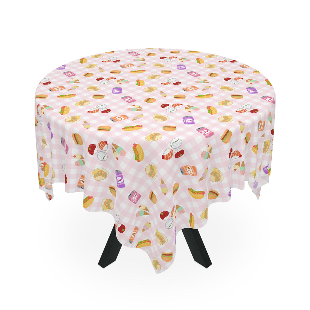 Cute pink gingham foodie Picnic Tablecloth, Cute Sweets Patterned Table Cover for Kids Parties, Everyday Decor Home Decor La Vie Bien Cute pink gingham foodie Picnic Tablecloth, Cute Sweets Patterned Table Cover for Kids Parties, Everyday Decor