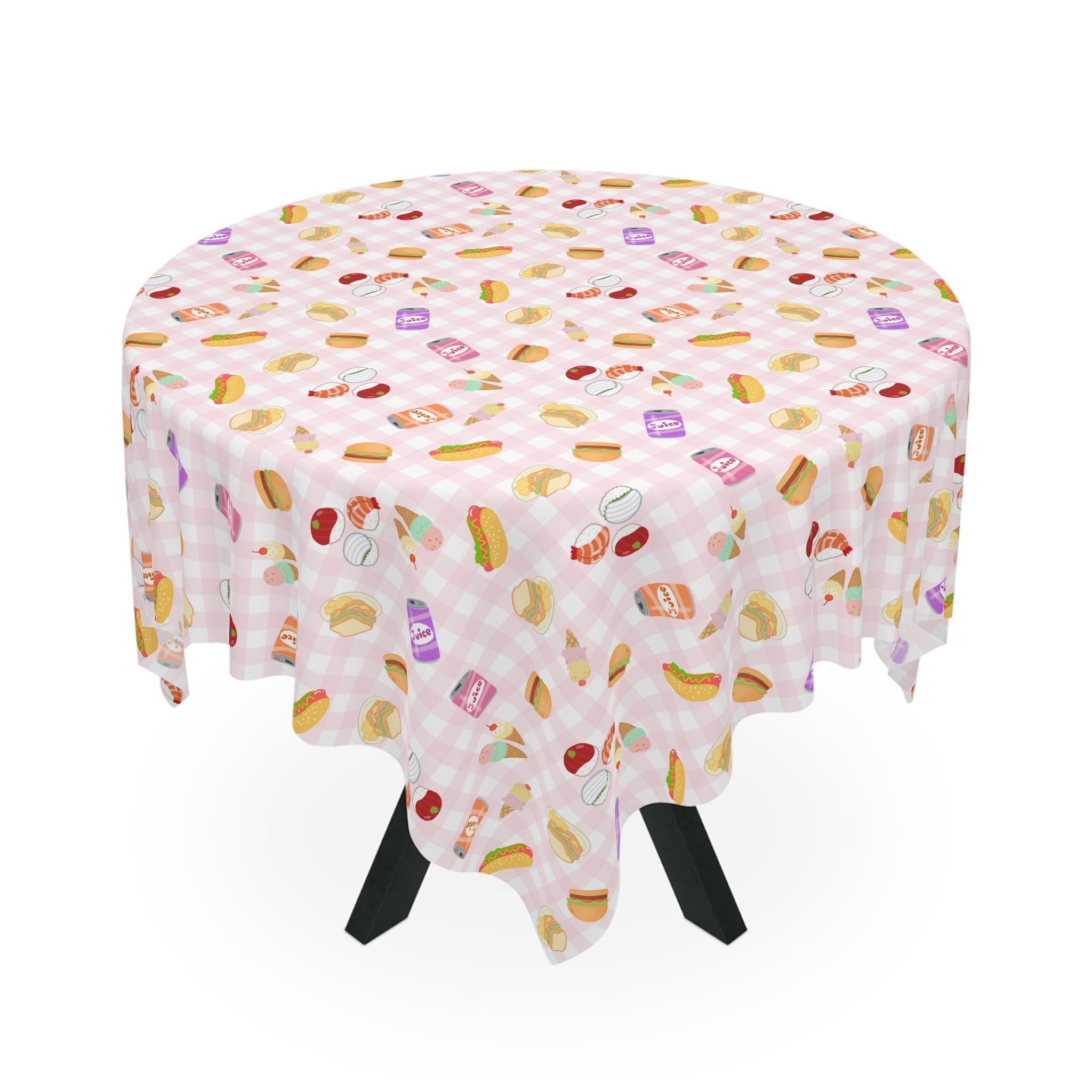 Cute pink gingham foodie Picnic Tablecloth, Cute Sweets Patterned Table Cover for Kids Parties, Everyday Decor Home Decor La Vie Bien Cute pink gingham foodie Picnic Tablecloth, Cute Sweets Patterned Table Cover for Kids Parties, Everyday Decor