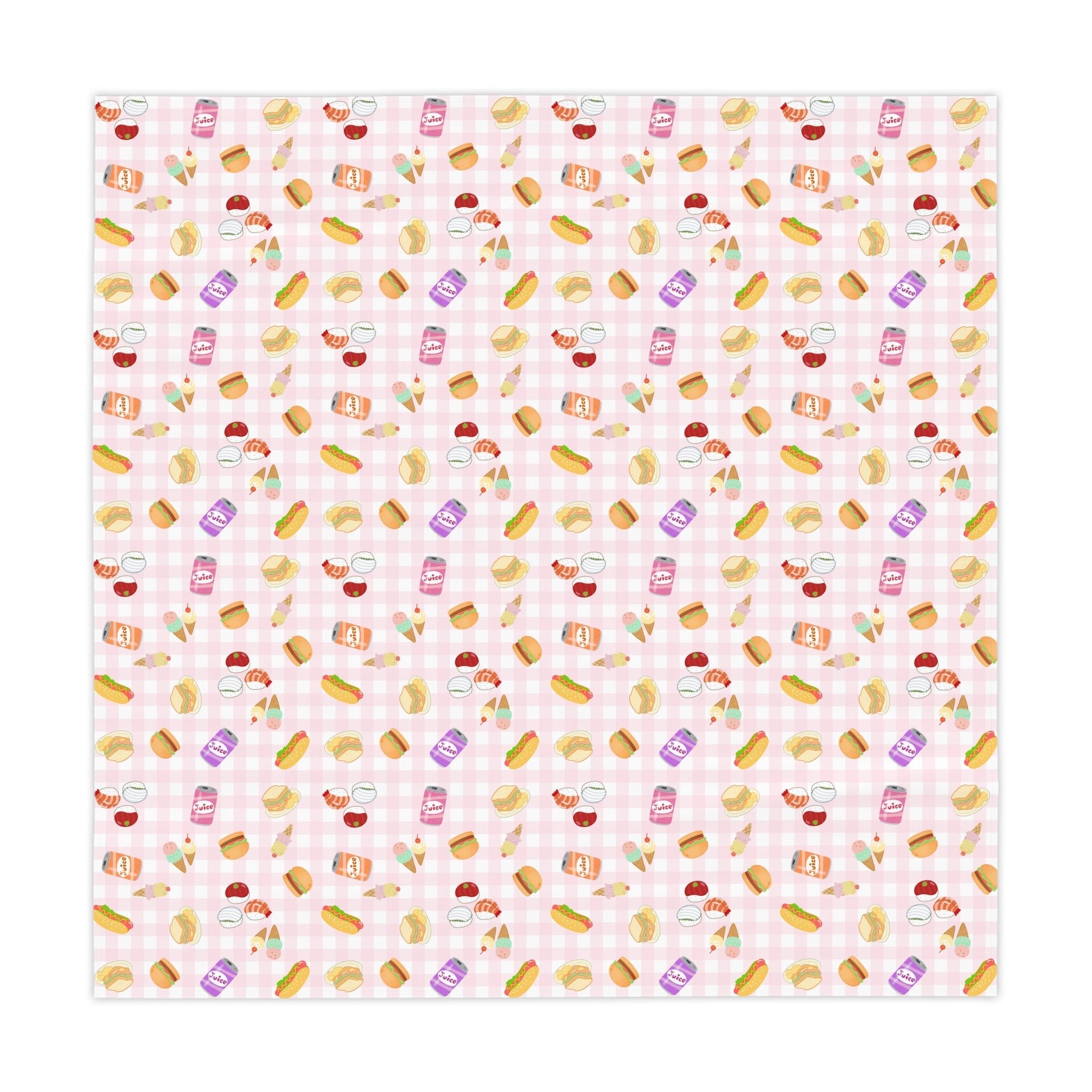 Cute pink gingham foodie Picnic Tablecloth, Cute Sweets Patterned Table Cover for Kids Parties, Everyday Decor Home Decor La Vie Bien Cute pink gingham foodie Picnic Tablecloth, Cute Sweets Patterned Table Cover for Kids Parties, Everyday Decor