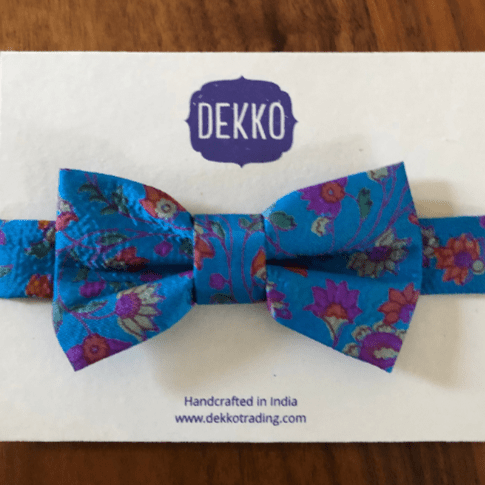 Cyan and Purple Saree Bowtie