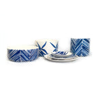 Cylinder Serving Bowl - Blue Floating Leaves La Vie Bien Cylinder Serving Bowl - Blue Floating Leaves