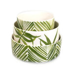 Cylinder Serving Bowl - Green Floating Leaves La Vie Bien Cylinder Serving Bowl - Green Floating Leaves