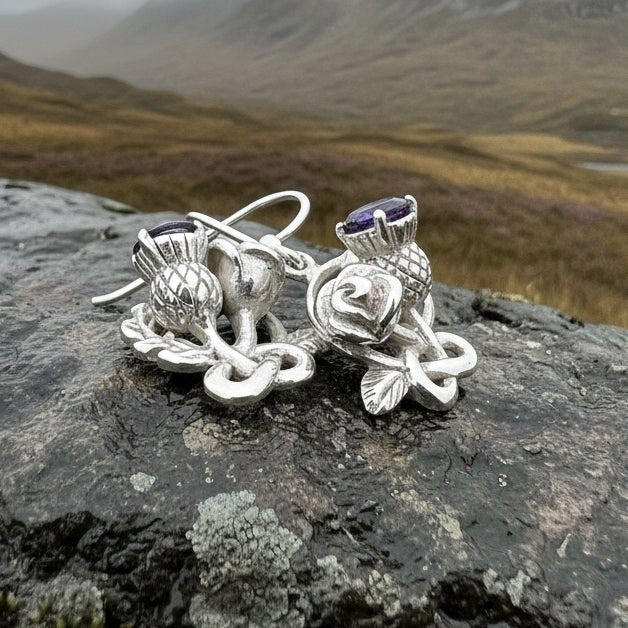Cyrena Thistle Amethsyt Earrings - Scottish Jewelry Dangle Earrings La Vie Bien Cyrena Thistle Amethsyt Earrings - Scottish Jewelry