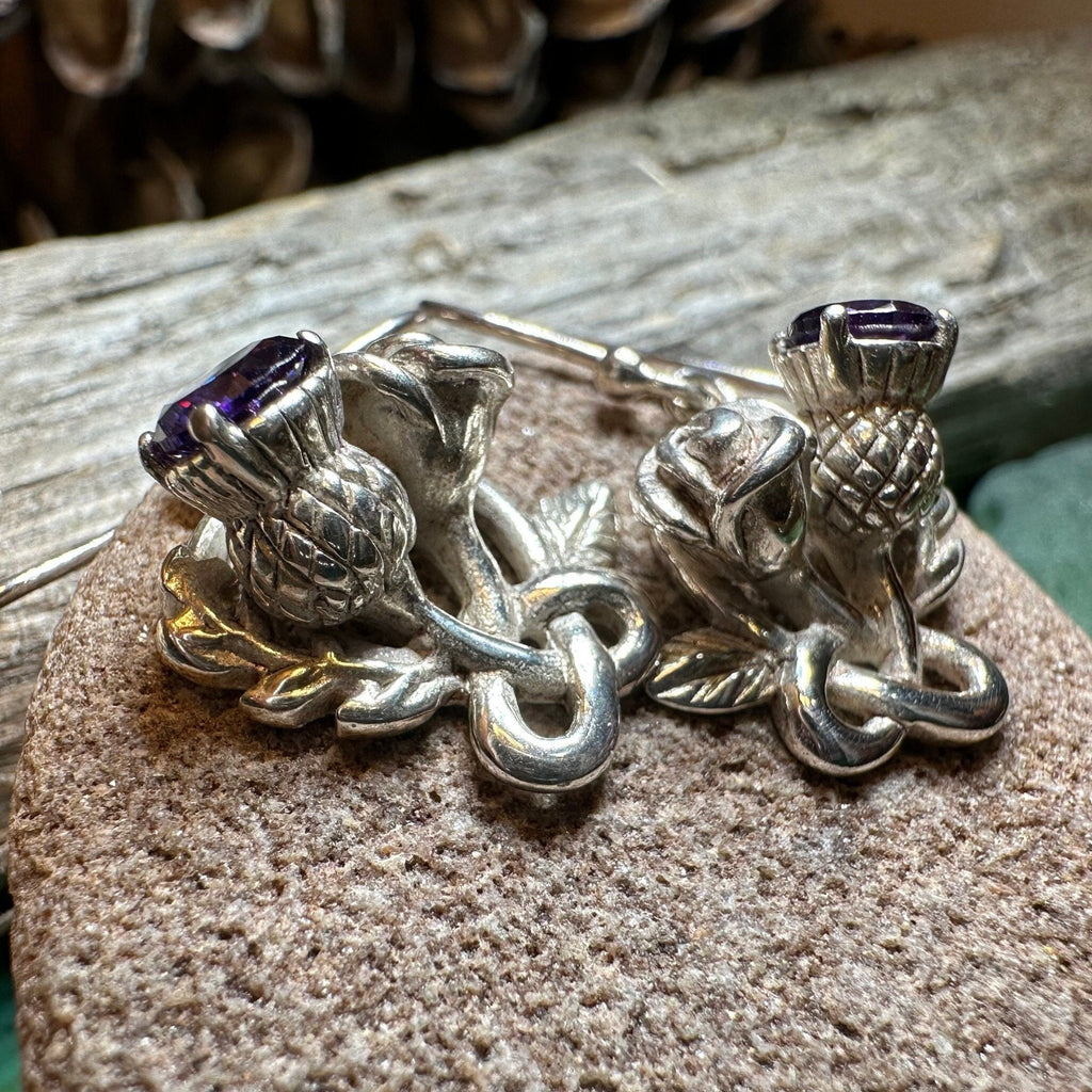 Cyrena Thistle Amethsyt Earrings - Scottish Jewelry Dangle Earrings La Vie Bien Cyrena Thistle Amethsyt Earrings - Scottish Jewelry