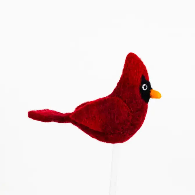 Red cardinal handmade felt Finger Puppet - Sensory Play for kids - Birds