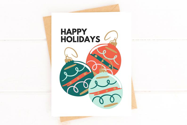 Happy Holidays Christmas Ornaments Holiday Card