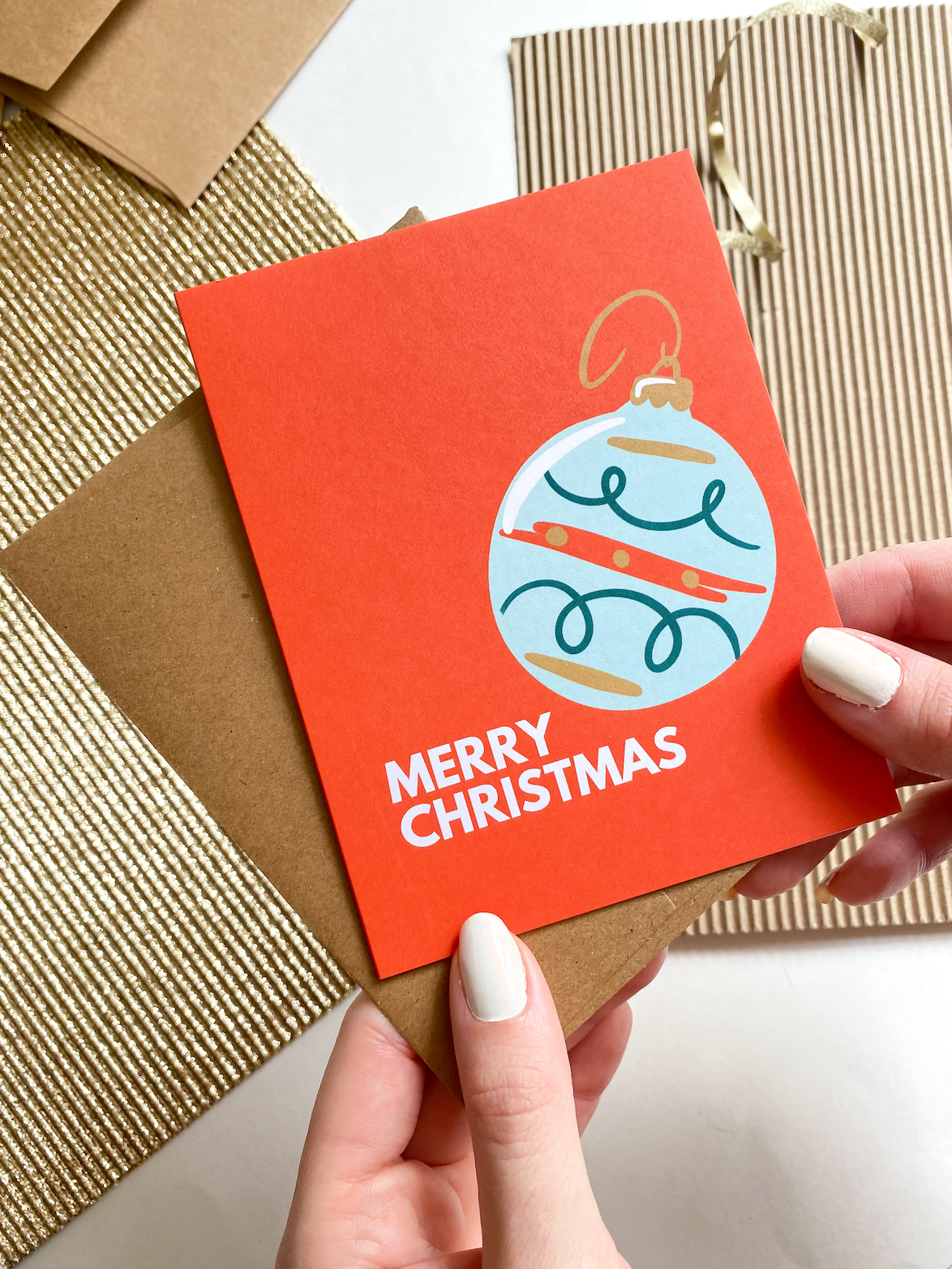 Merry Christmas Ornament Simple Christmas Card