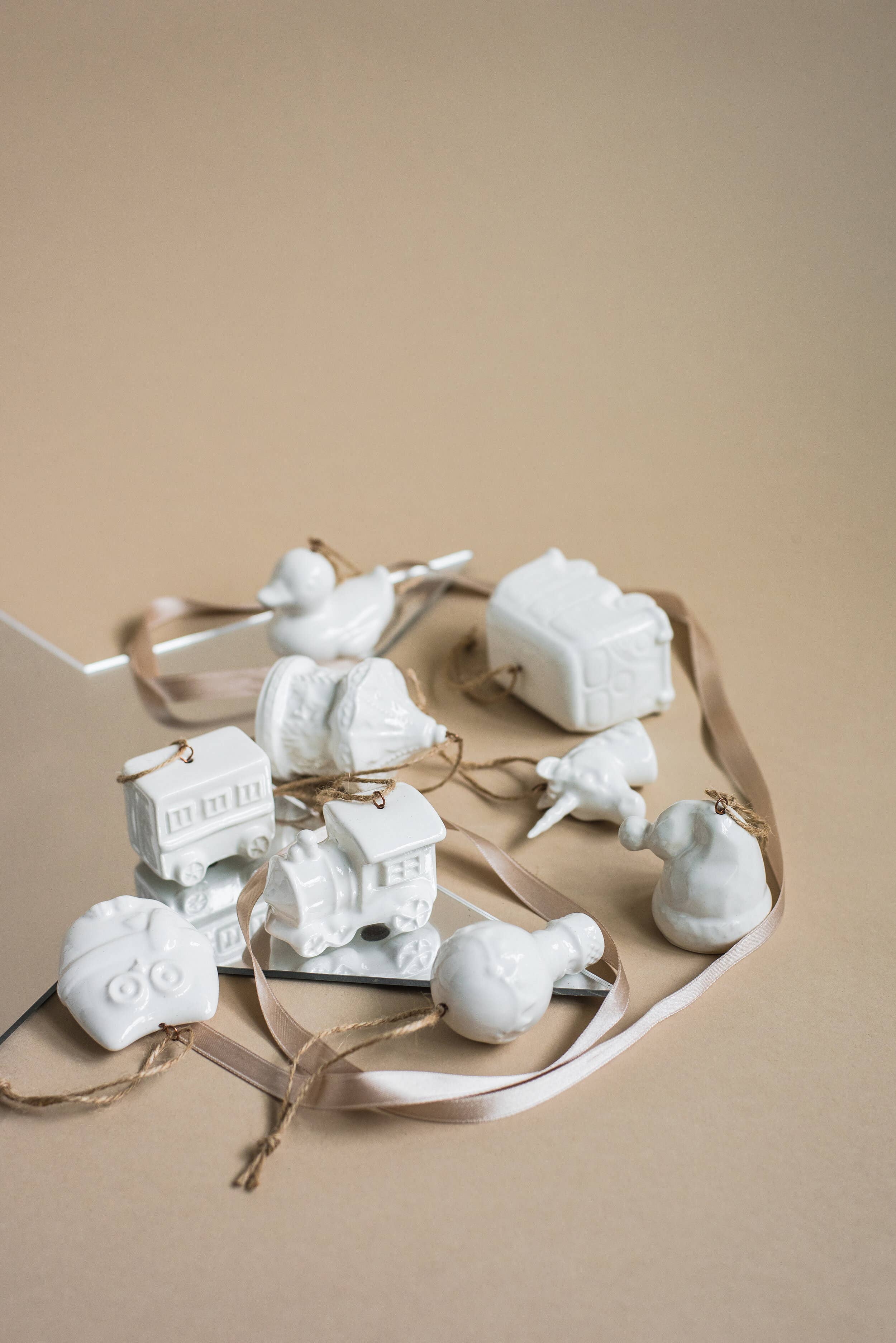 Handmade Porcelain Christmas Ornaments: Little Engine