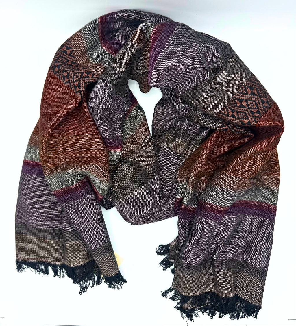 Woven Cotton Scarf - Patterned Purple Sunset