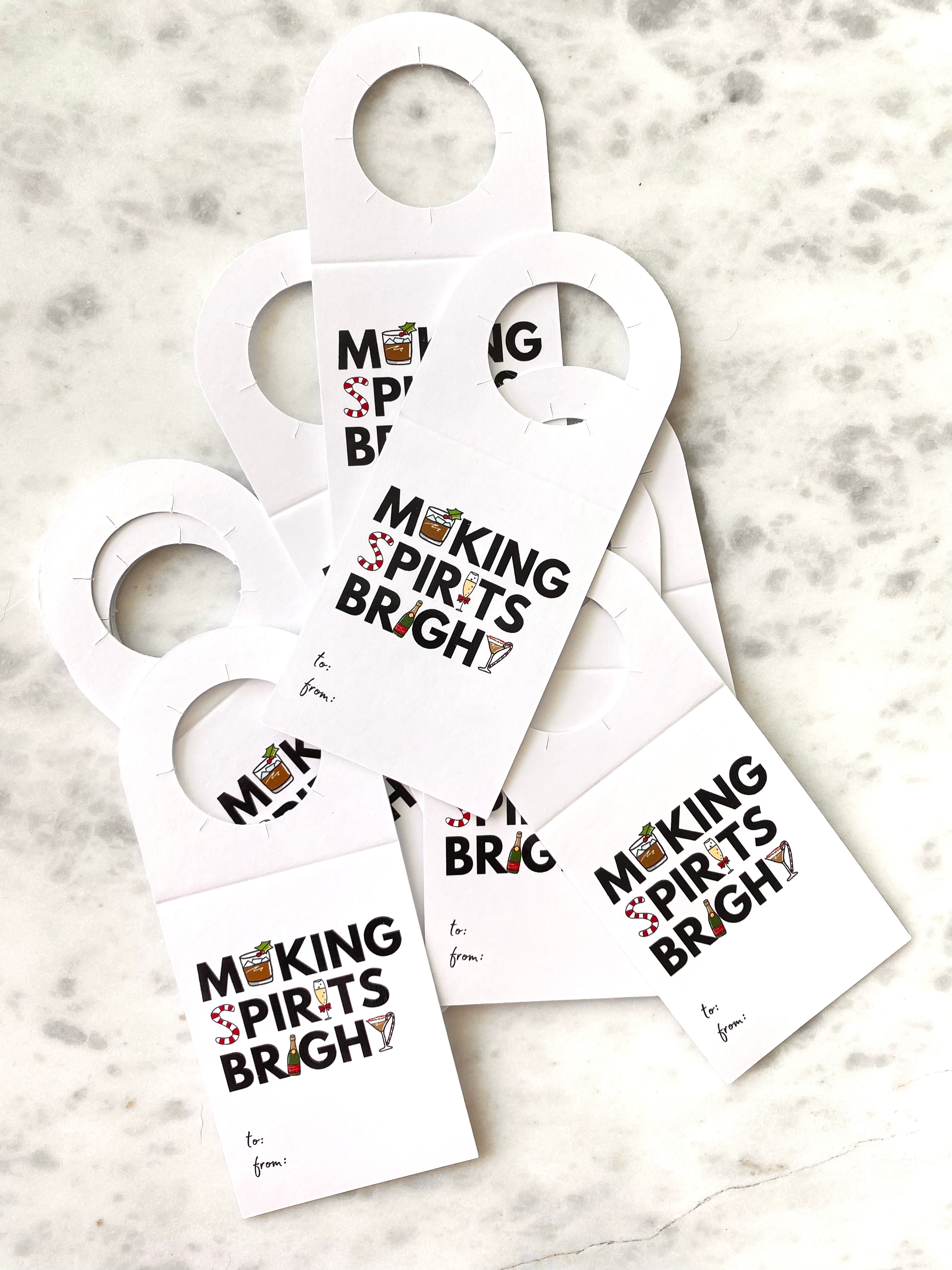 Making Spirits Bright Holiday Wine Bottle Gift Tag