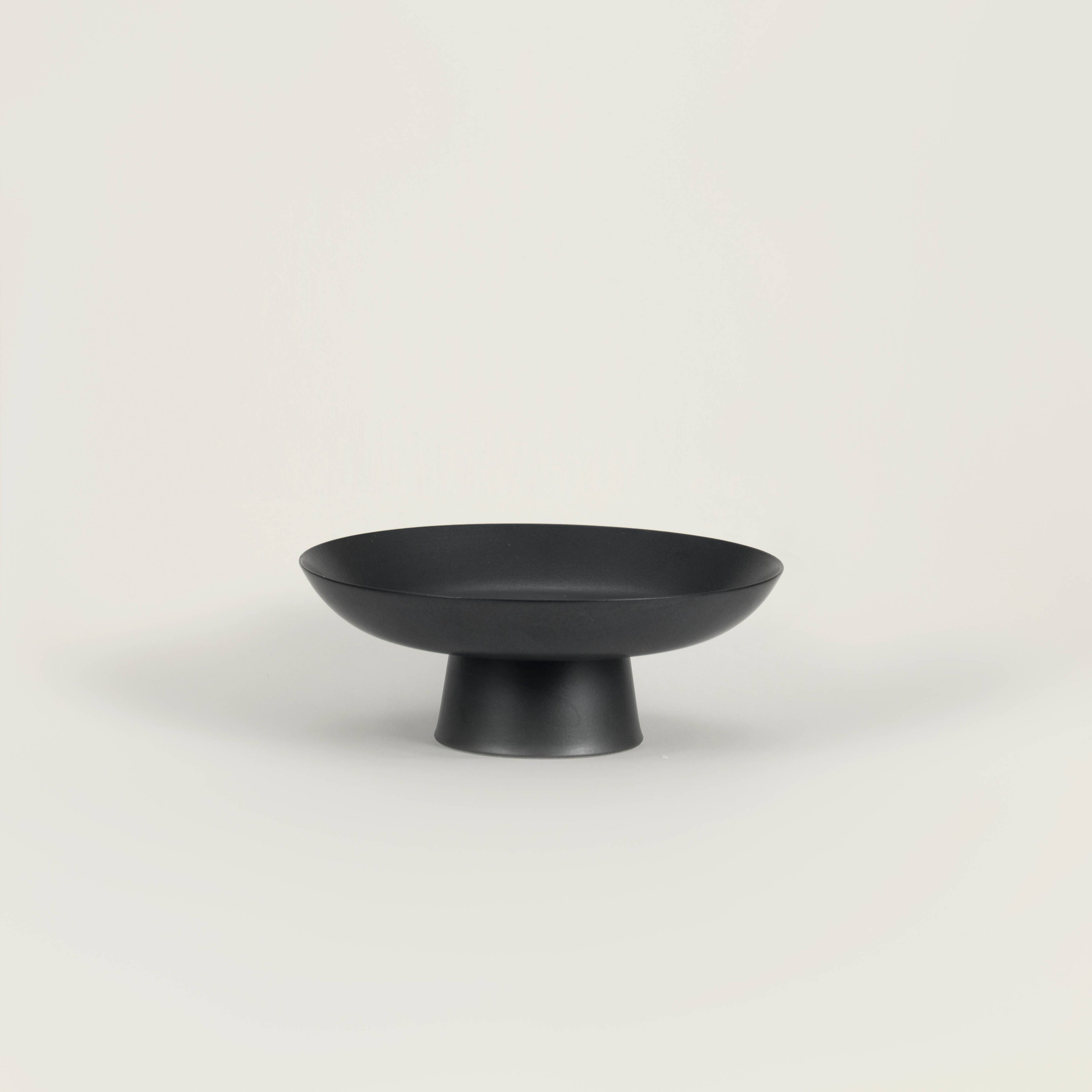 Matte Black Ceramic Footed Bowl