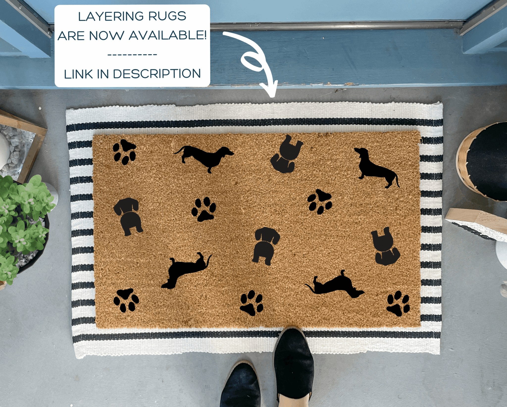Dachshund Pattern Doormat - Dog Doormat by Nickel Designs Custom Doormats