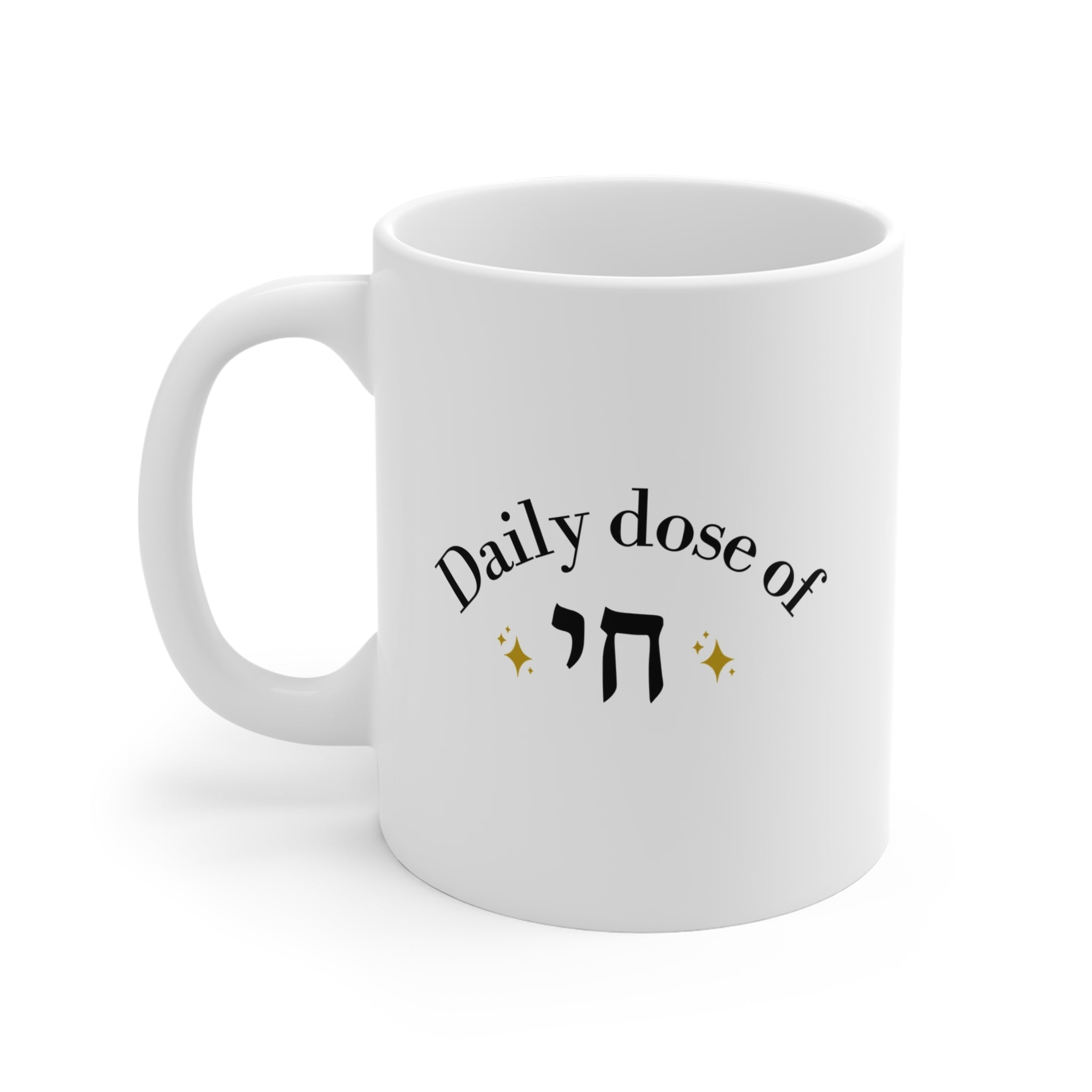 Daily Dose of Chai Mug, Hebrew Life Script, Minimal Gold Accent Mug La Vie Bien Daily Dose of Chai Mug, Hebrew Life Script, Minimal Gold Accent