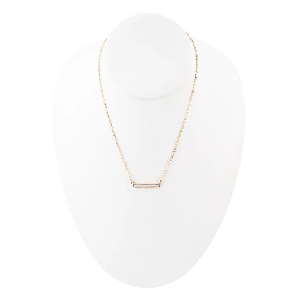 Dainty Botswana Agate Bar Necklace by Barse Jewelry