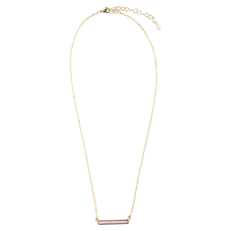 Dainty Botswana Agate Bar Necklace by Barse Jewelry