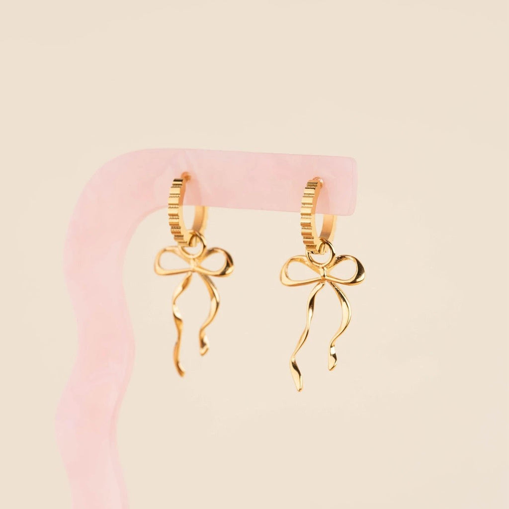 Dainty Bow Huggie Hoop Charms by Oh Clementine