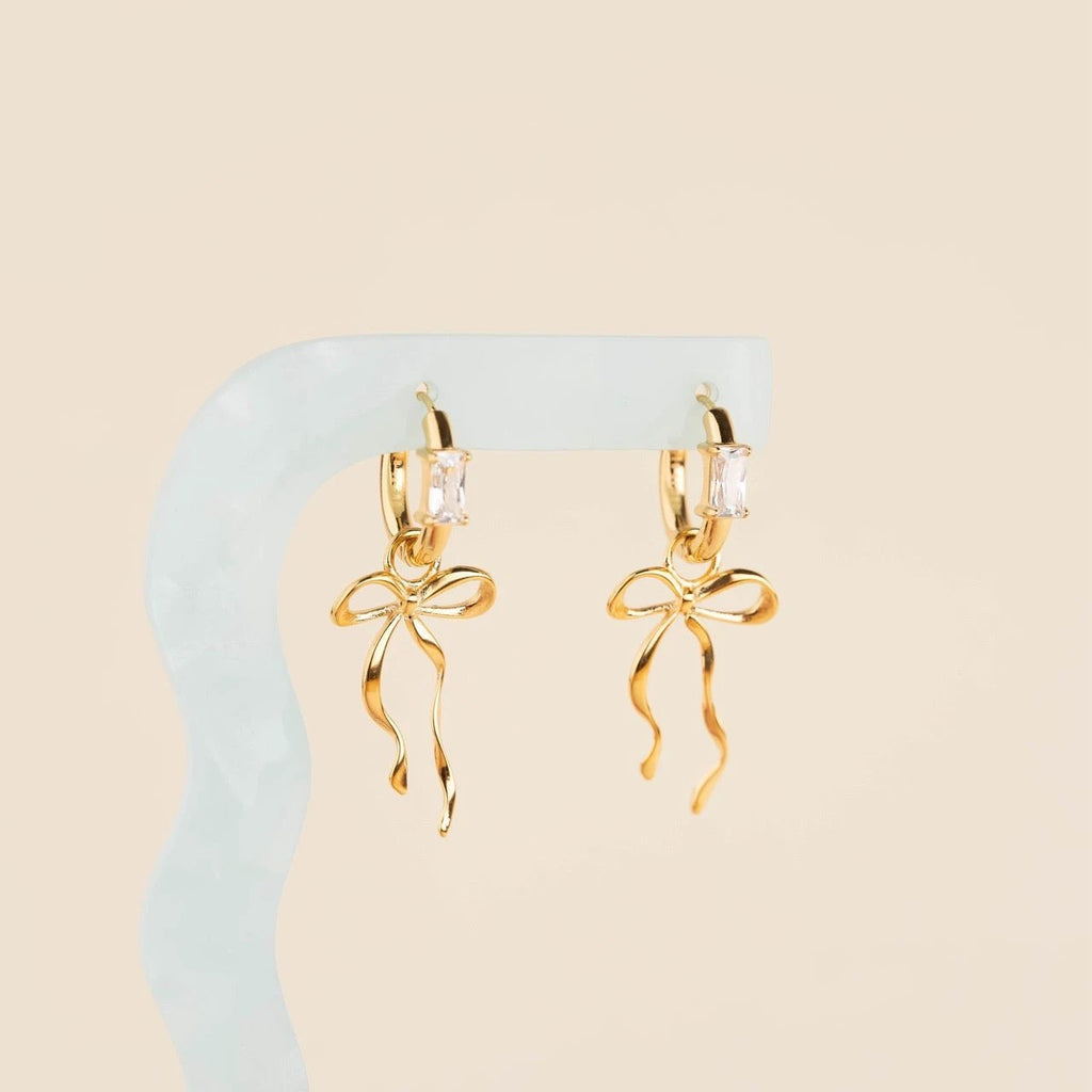Dainty Bow Huggie Hoop Charms by Oh Clementine