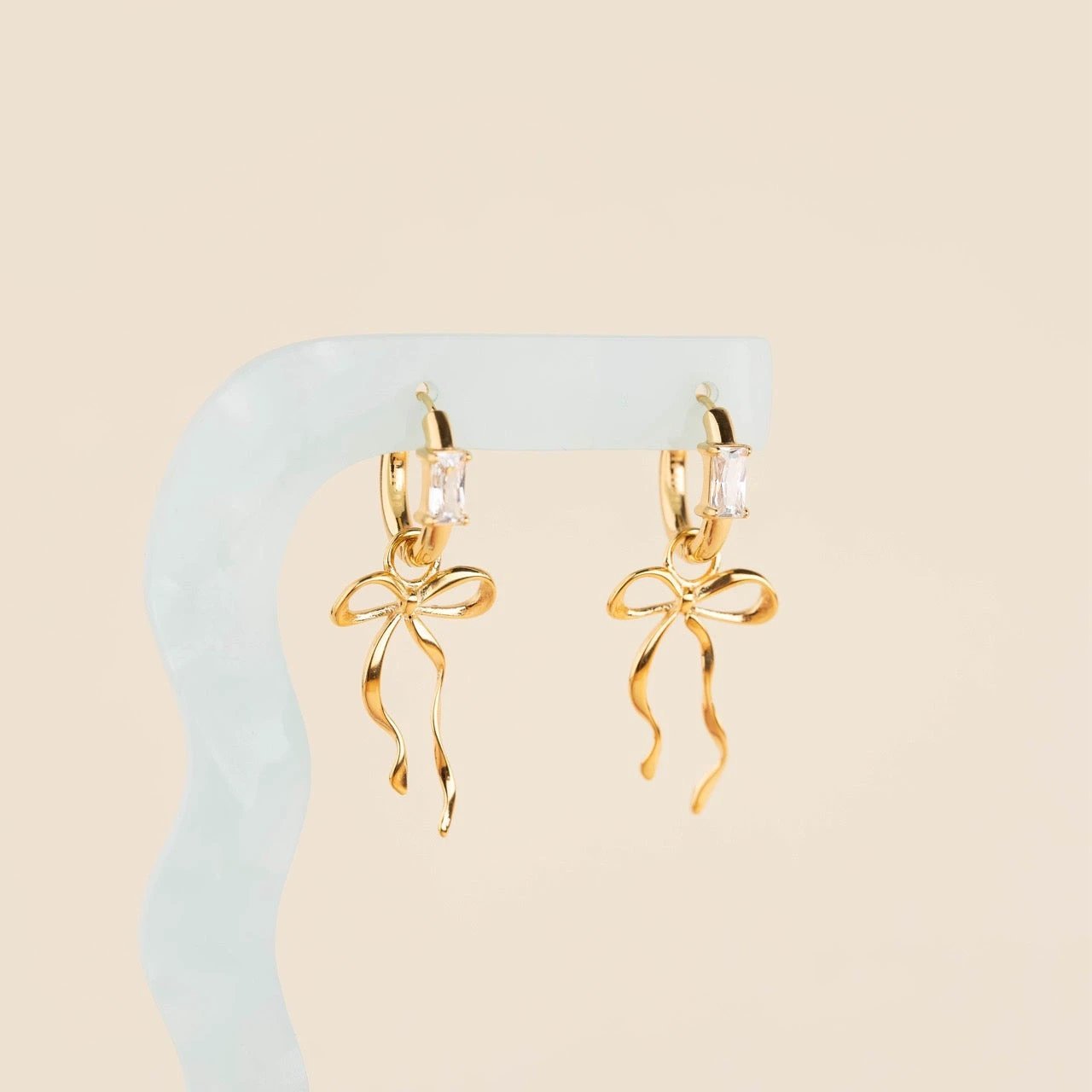 Dainty Bow Huggie Hoop Charms by Oh Clementine