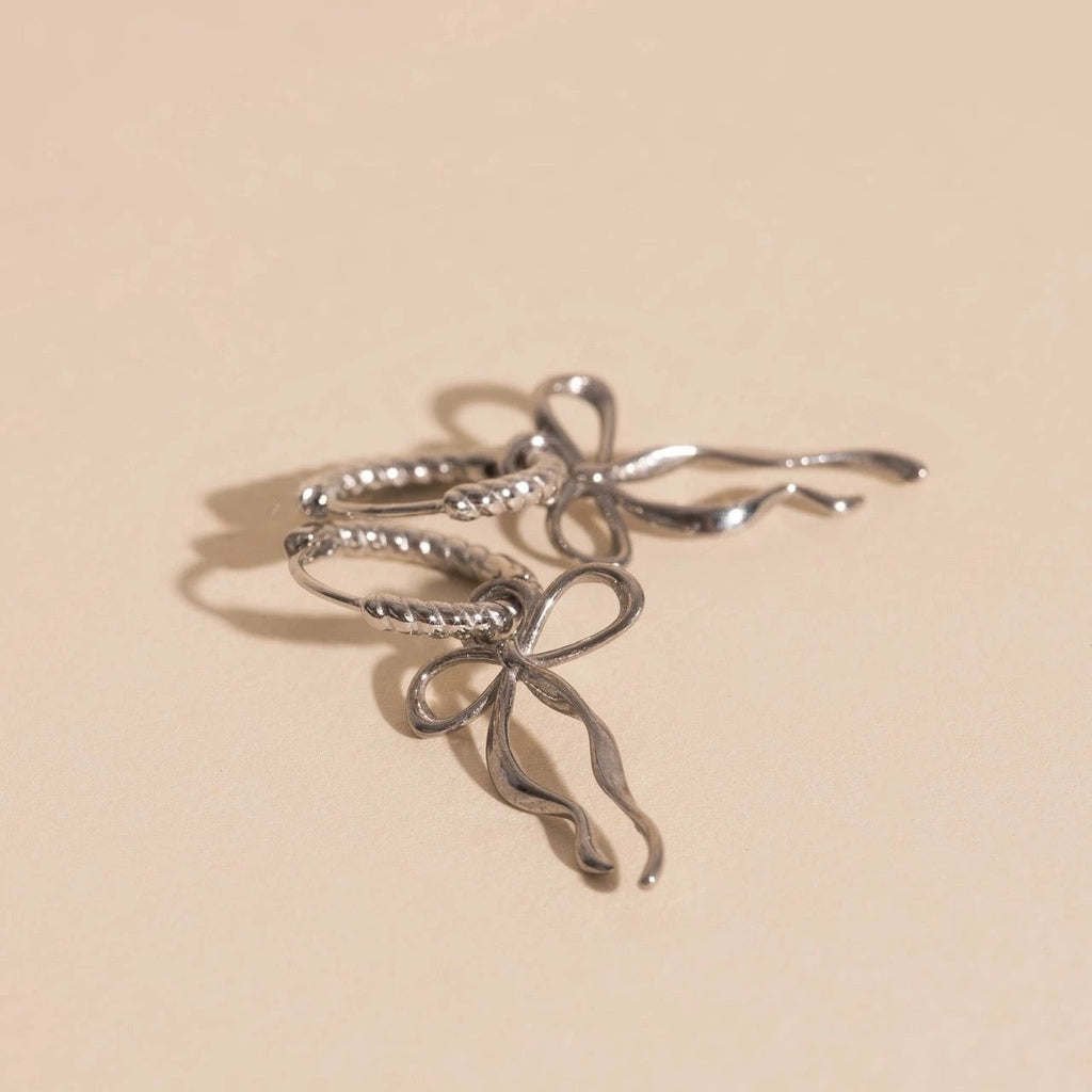 Dainty Bow Huggie Hoop Charms by Oh Clementine