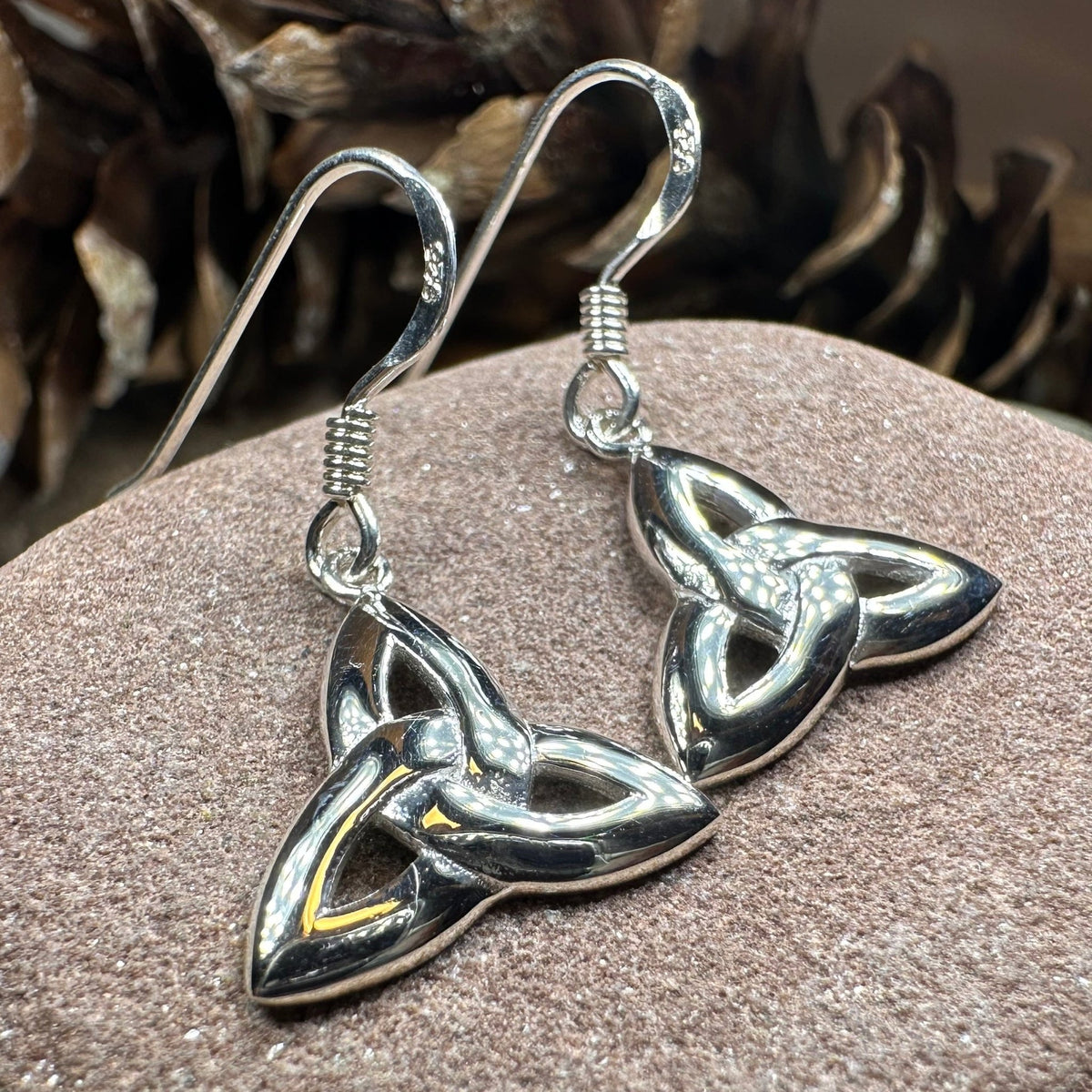 Dainty Celtic Trinity Knot Earrings in Sterling Silver Dangle Earrings La Vie Bien Dainty Celtic Trinity Knot Earrings in Sterling Silver