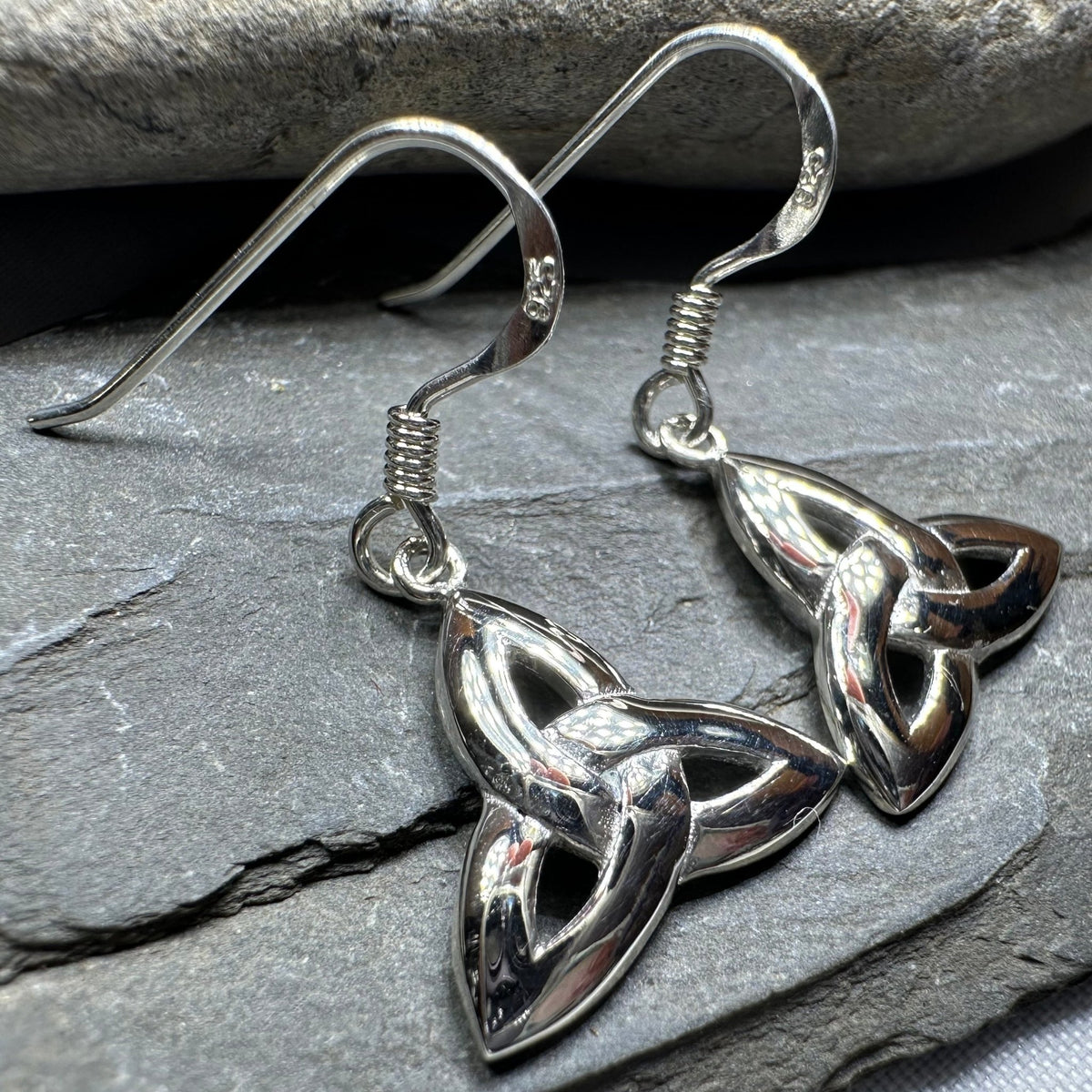 Dainty Celtic Trinity Knot Earrings in Sterling Silver Dangle Earrings La Vie Bien Dainty Celtic Trinity Knot Earrings in Sterling Silver