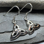 Dainty Celtic Trinity Knot Earrings in Sterling Silver Dangle Earrings La Vie Bien Dainty Celtic Trinity Knot Earrings in Sterling Silver