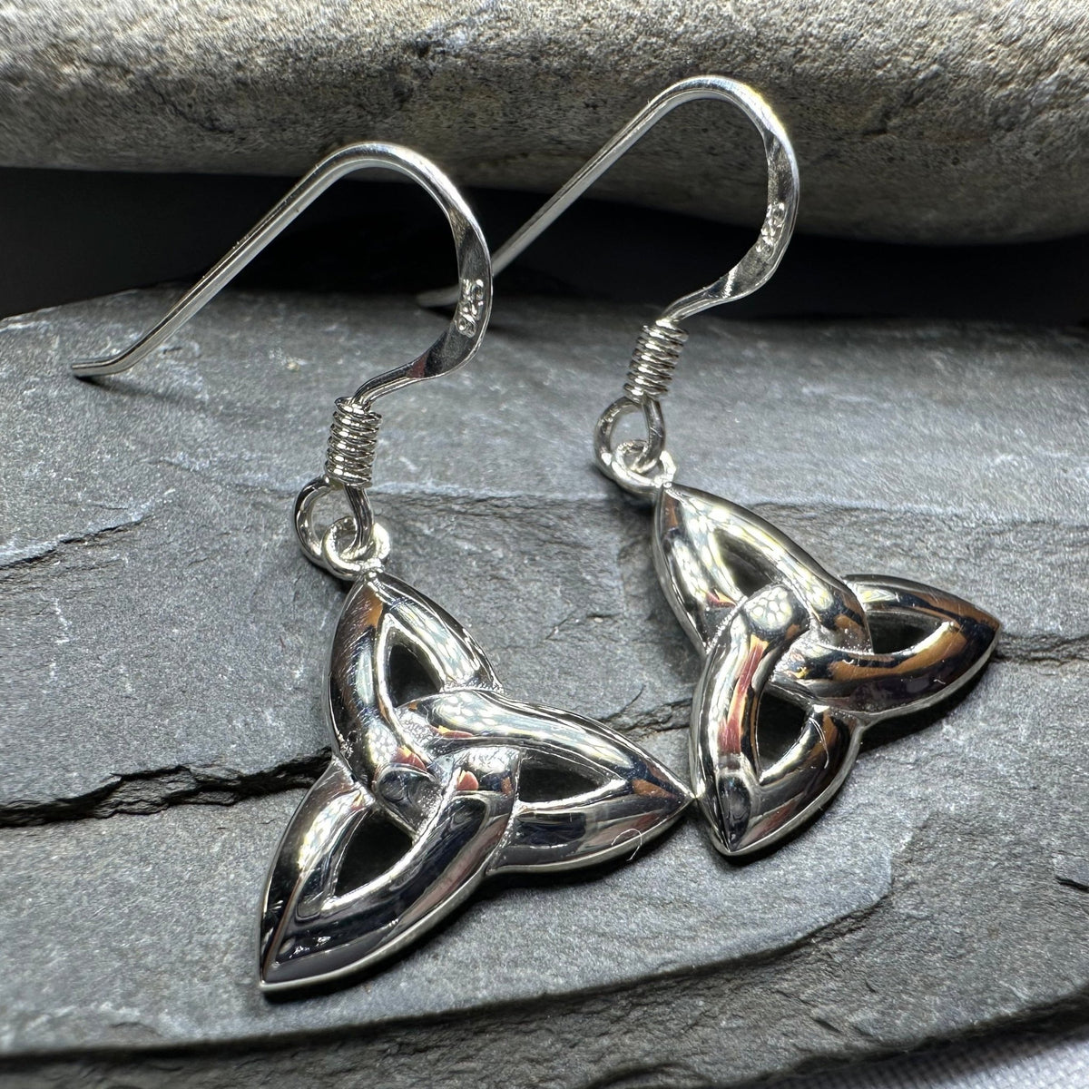 Dainty Celtic Trinity Knot Earrings in Sterling Silver Dangle Earrings La Vie Bien Dainty Celtic Trinity Knot Earrings in Sterling Silver