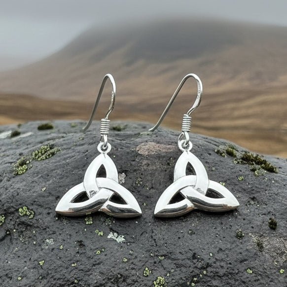 Dainty Celtic Trinity Knot Earrings in Sterling Silver Dangle Earrings La Vie Bien Dainty Celtic Trinity Knot Earrings in Sterling Silver