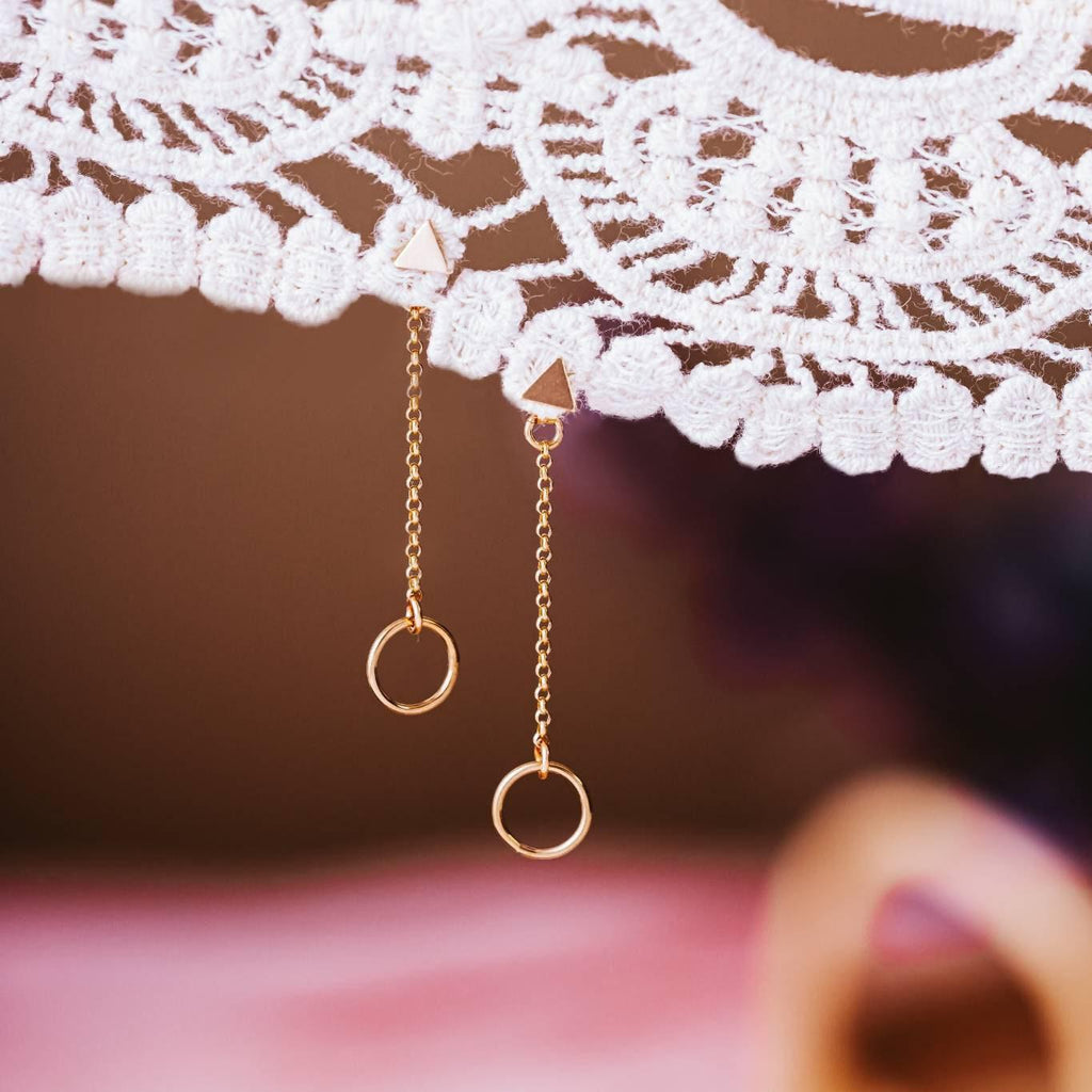 Dainty Circle Dangle Gold Stud Earrings Earrings La Vie Bien Dainty Circle Dangle Gold Stud Earrings
