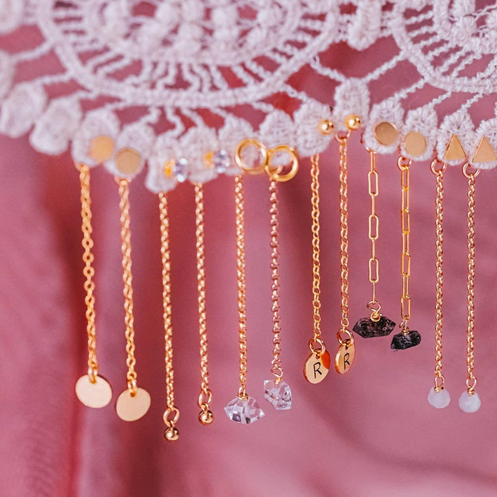 Dainty Crystal Dangle Gold Stud Earrings Earrings La Vie Bien Dainty Crystal Dangle Gold Stud Earrings
