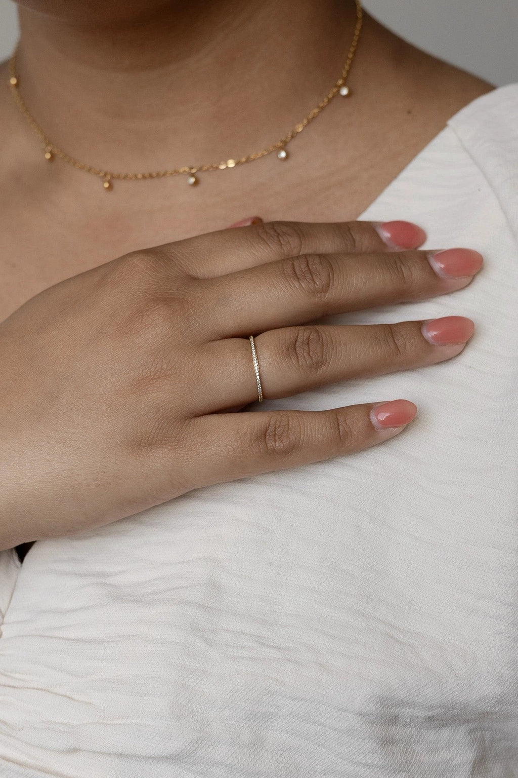 Dainty Crystal Stacker Ring by Rose & Clay