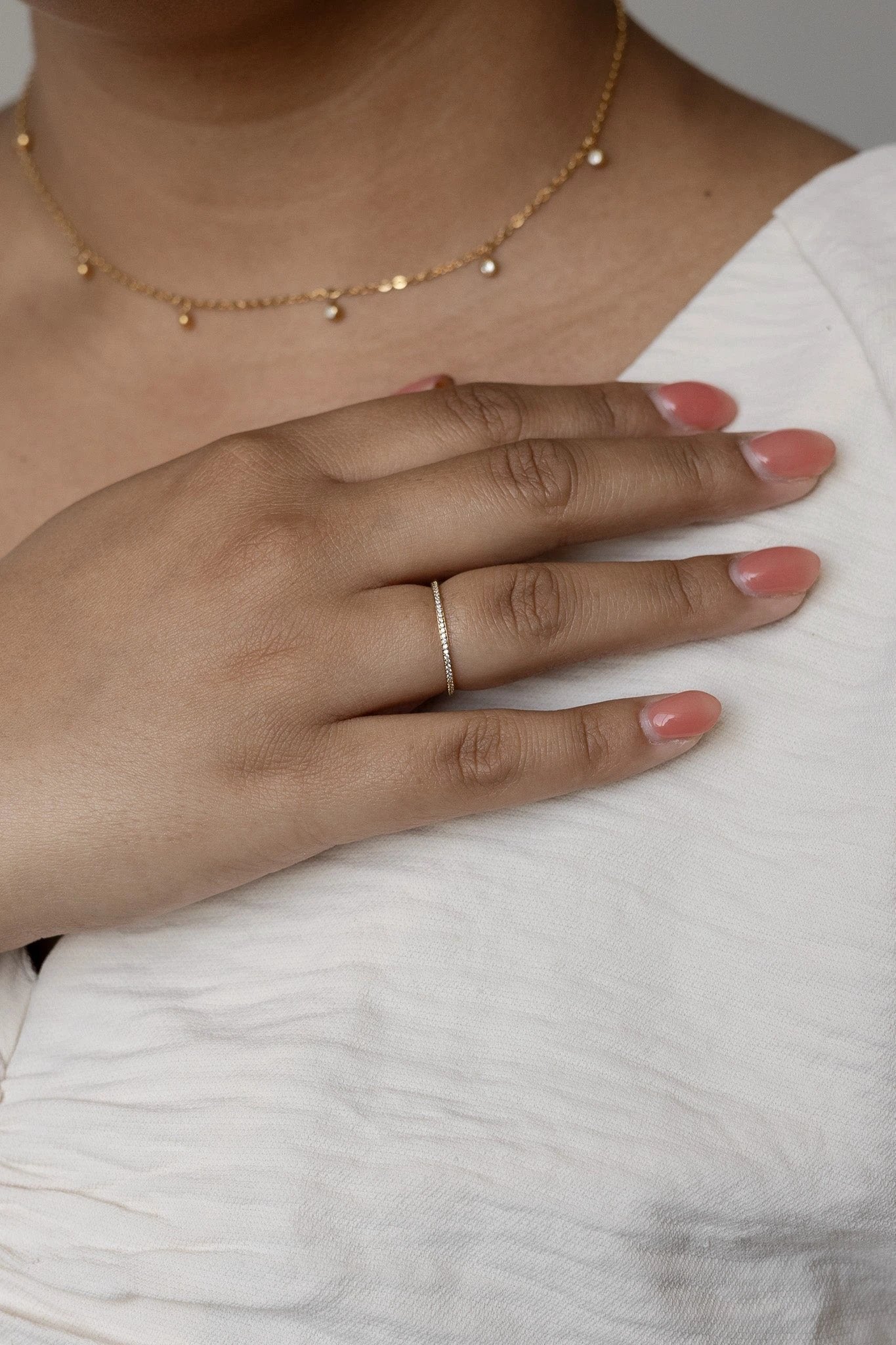 Dainty Crystal Stacker Ring by Rose & Clay