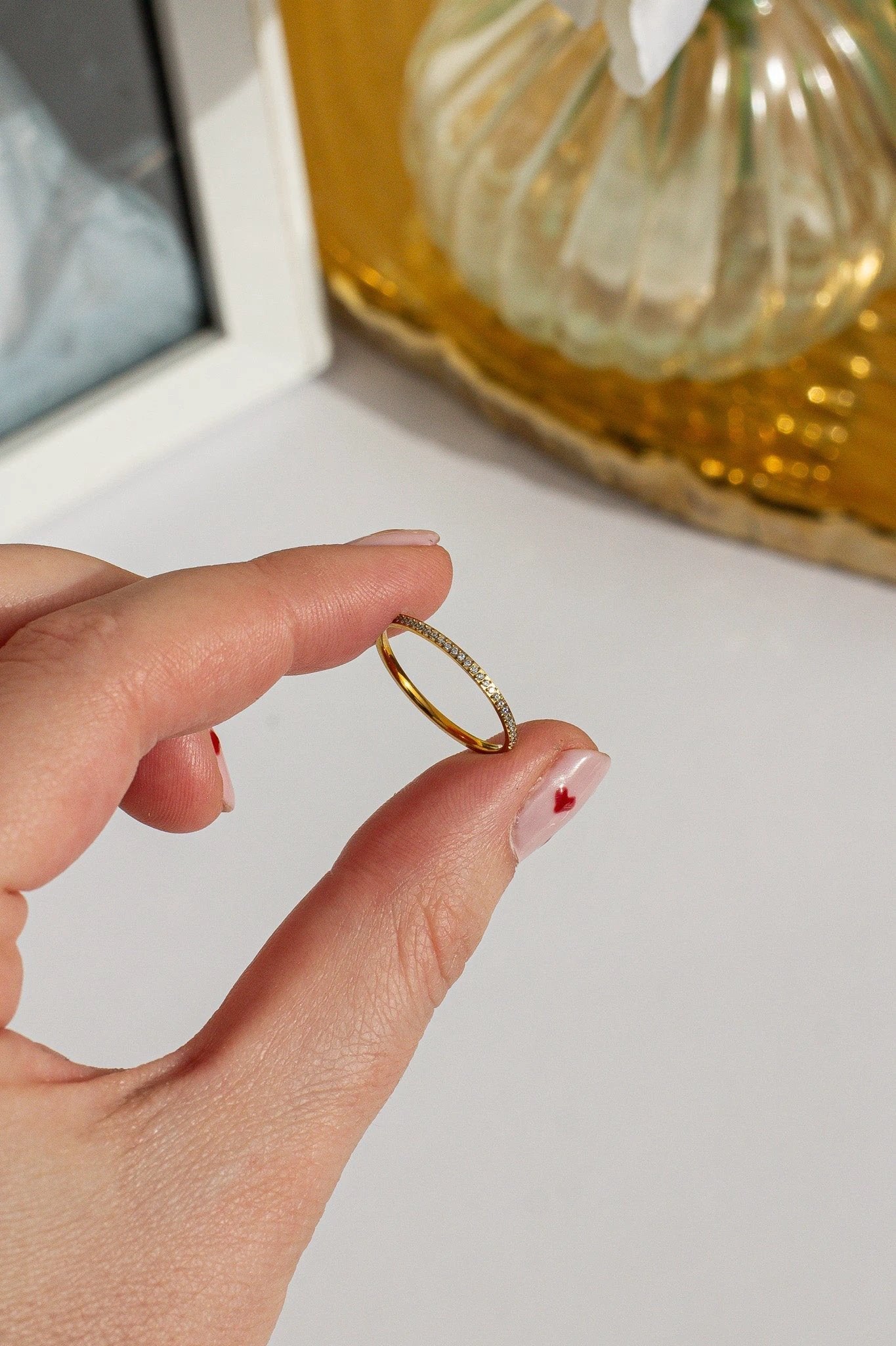 Dainty Crystal Stacker Ring by Rose & Clay