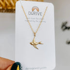 Dainty Flying Swallow Bird Necklace by Derive Jewelry