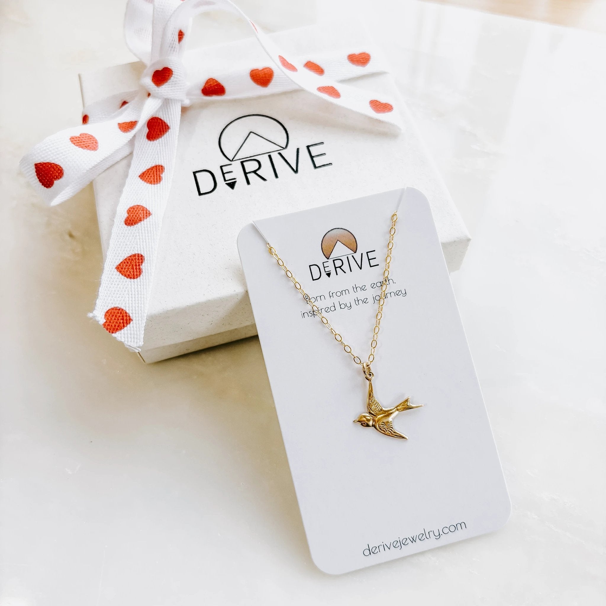 Dainty Flying Swallow Bird Necklace by Derive Jewelry