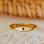 Dainty Gold or Silver Initial Ring Finger Rings La Vie Bien Dainty Gold or Silver Initial Ring