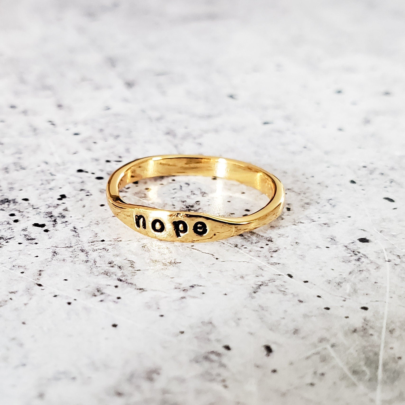Dainty Gold Plated or Sterling Silver "Nope" Ring Finger Rings La Vie Bien Dainty Gold Plated or Sterling Silver "Nope" Ring