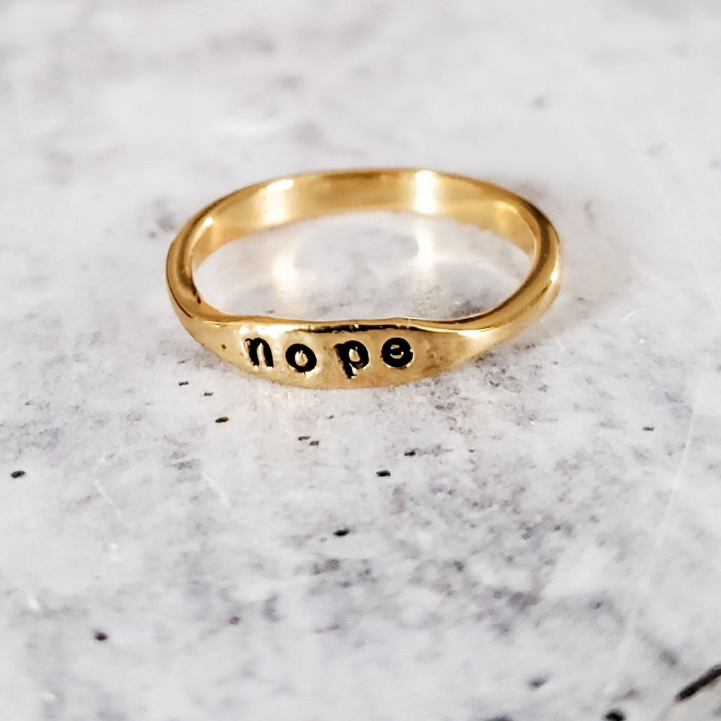 Dainty Gold Plated or Sterling Silver "Nope" Ring Finger Rings La Vie Bien Dainty Gold Plated or Sterling Silver "Nope" Ring