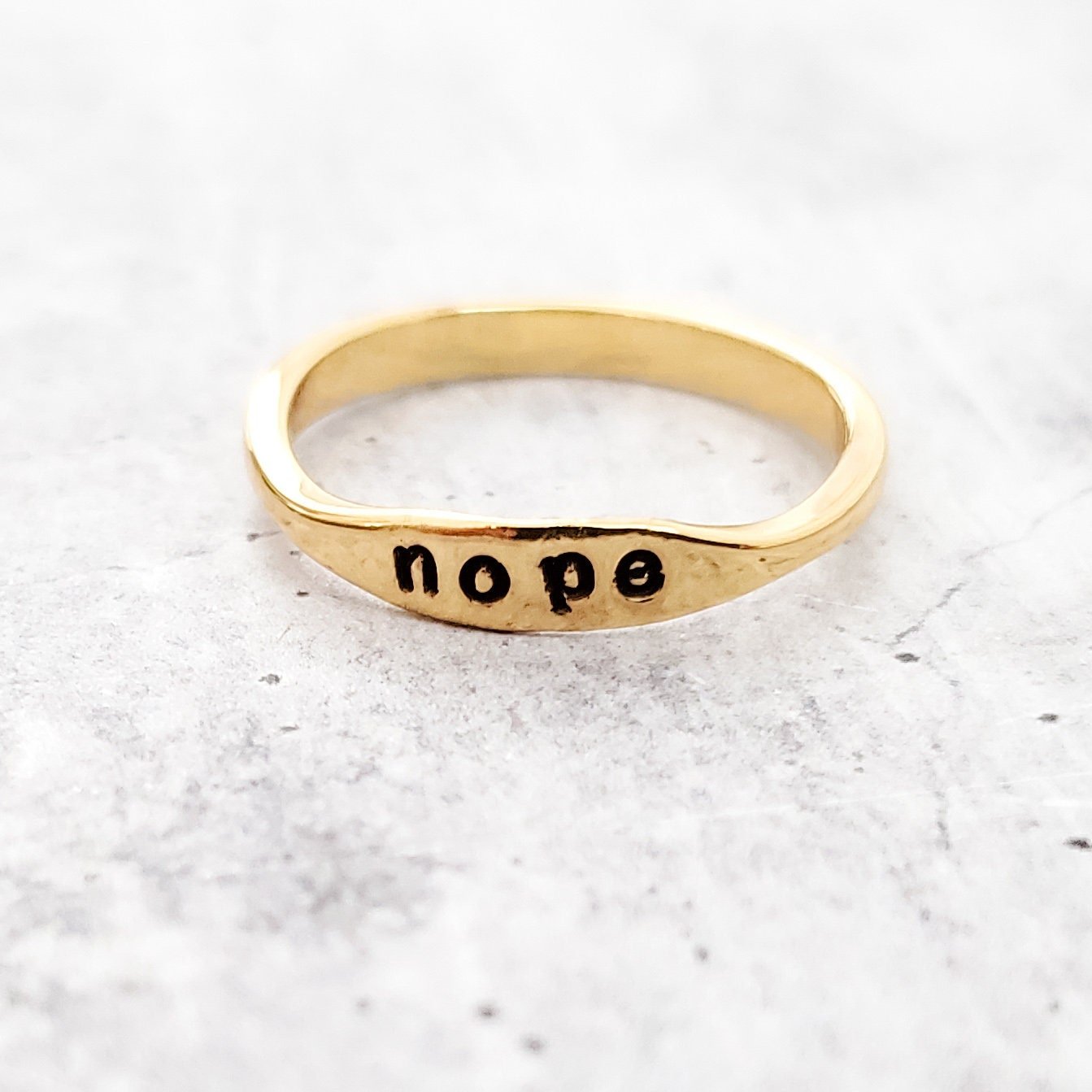 Dainty Gold Plated or Sterling Silver "Nope" Ring Finger Rings La Vie Bien Dainty Gold Plated or Sterling Silver "Nope" Ring