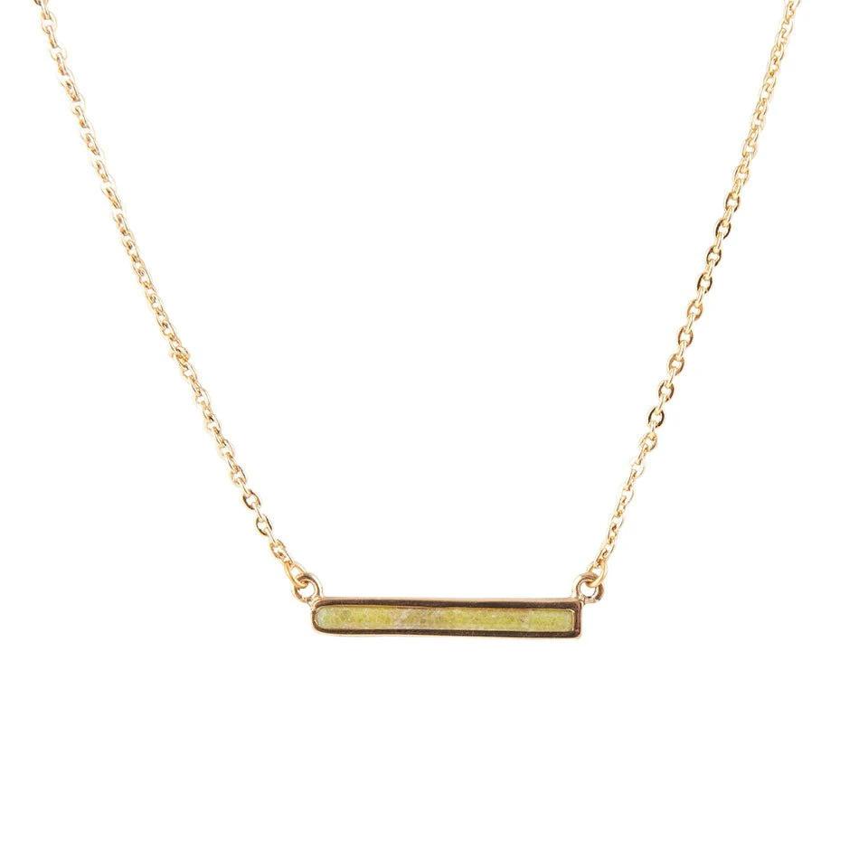 Dainty Green Aventurine Bar Necklace by Barse Jewelry
