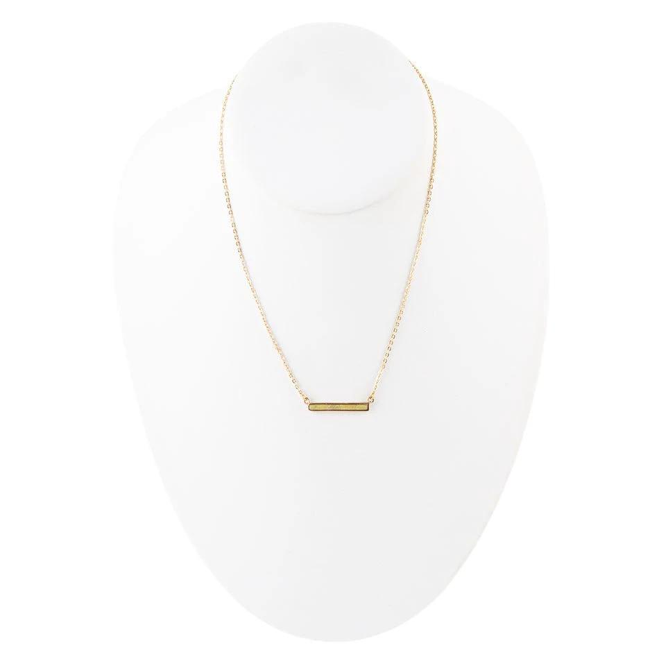 Dainty Green Aventurine Bar Necklace by Barse Jewelry