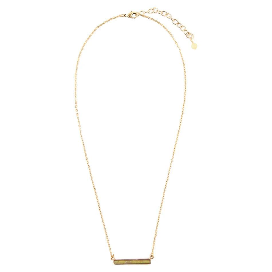 Dainty Green Aventurine Bar Necklace by Barse Jewelry