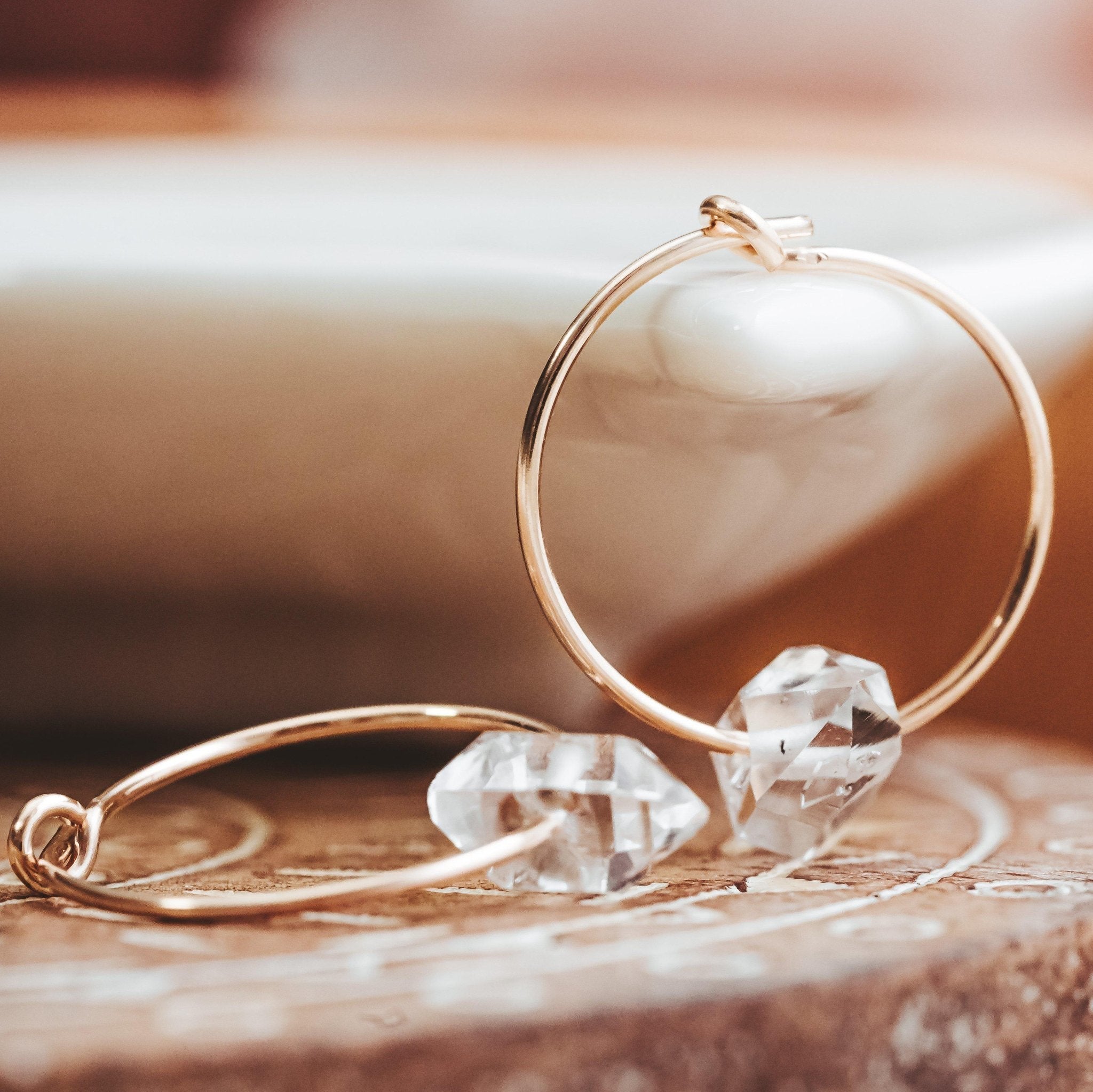 Dainty Herkimer Crystal Hoop Earrings Crystal Earrings La Vie Bien Dainty Herkimer Crystal Hoop Earrings