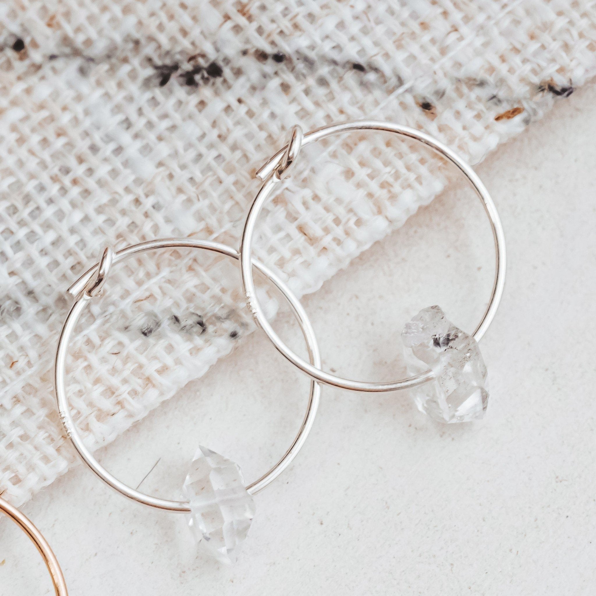 Dainty Herkimer Crystal Hoop Earrings Crystal Earrings La Vie Bien Dainty Herkimer Crystal Hoop Earrings