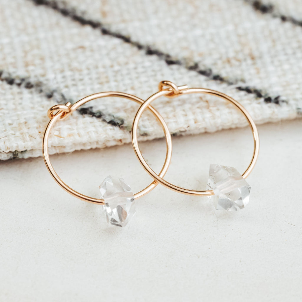 Dainty Herkimer Crystal Hoop Earrings Crystal Earrings La Vie Bien Dainty Herkimer Crystal Hoop Earrings