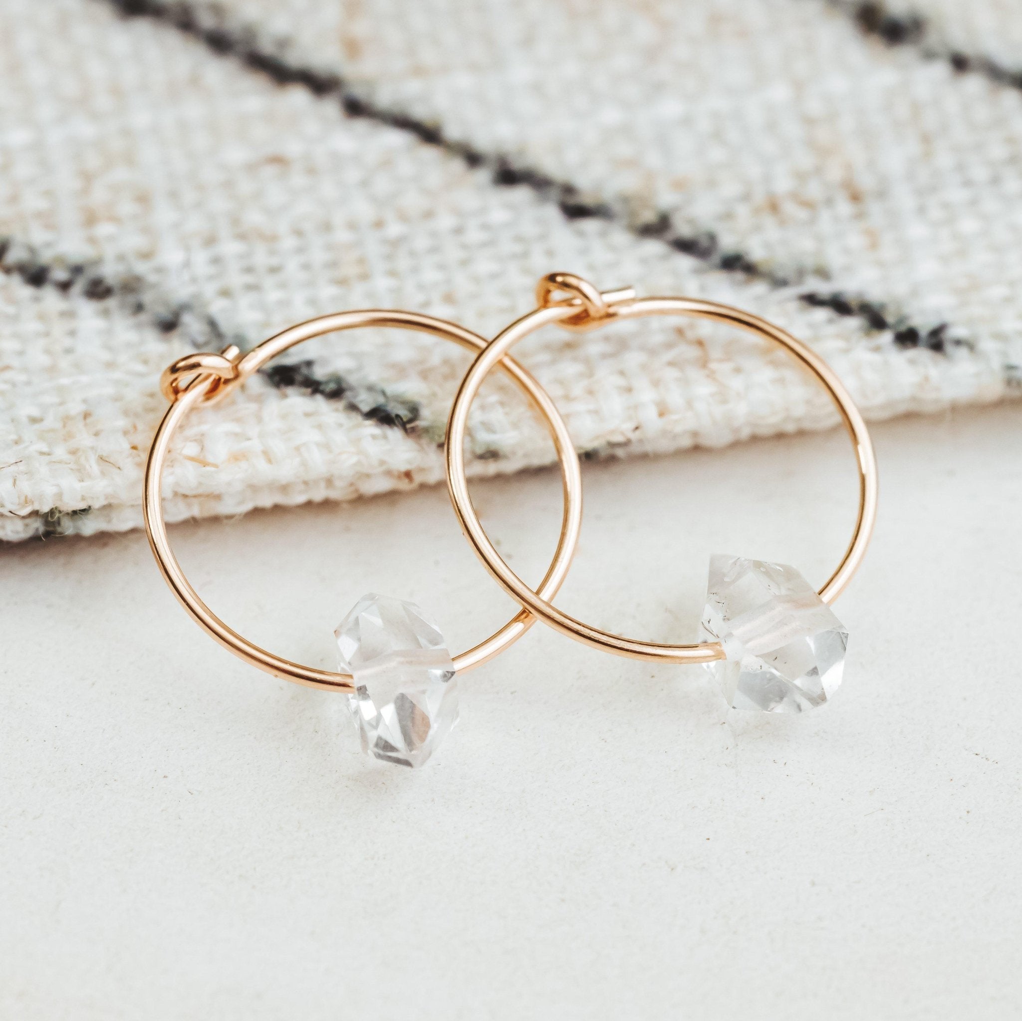 Dainty Herkimer Crystal Hoop Earrings Crystal Earrings La Vie Bien Dainty Herkimer Crystal Hoop Earrings