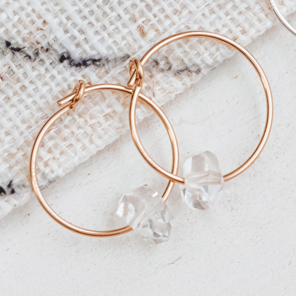 Dainty Herkimer Crystal Hoop Earrings Crystal Earrings La Vie Bien Dainty Herkimer Crystal Hoop Earrings